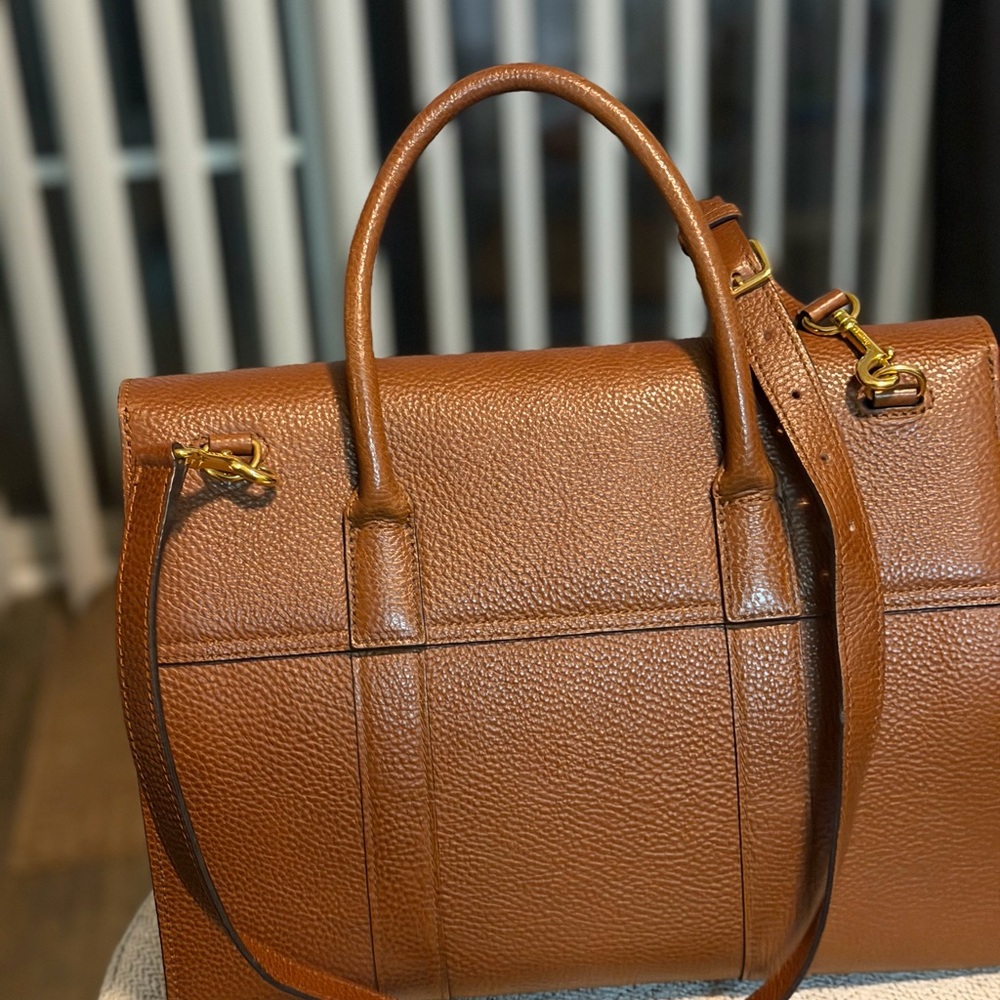 Mulberry Brown Pebbled Leather Top-Handle Satchel - Picture 6 of 8